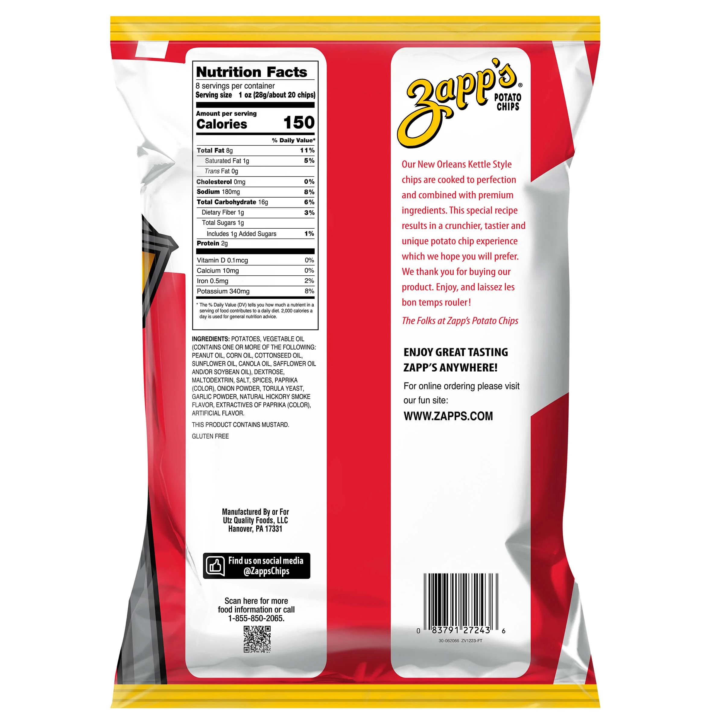 Zapp's Kettle Potato Chips Spicy Cajun Crawtators - Image 7